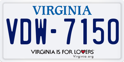 VA license plate VDW7150