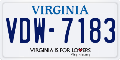 VA license plate VDW7183