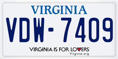 VA license plate VDW7409