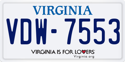 VA license plate VDW7553