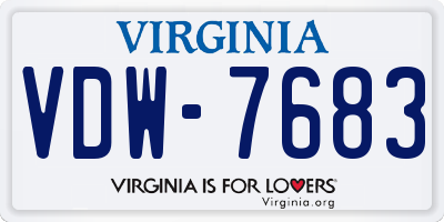 VA license plate VDW7683