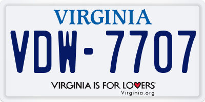 VA license plate VDW7707