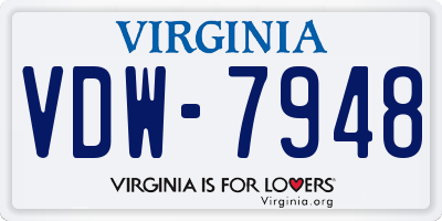VA license plate VDW7948