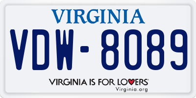 VA license plate VDW8089