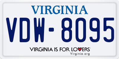 VA license plate VDW8095