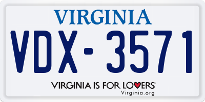 VA license plate VDX3571