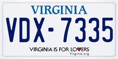 VA license plate VDX7335