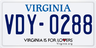 VA license plate VDY0288