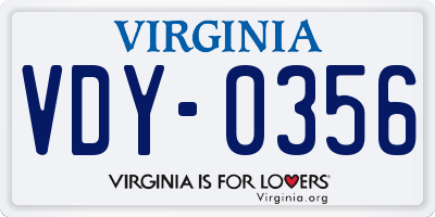 VA license plate VDY0356