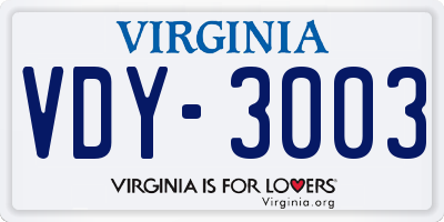 VA license plate VDY3003
