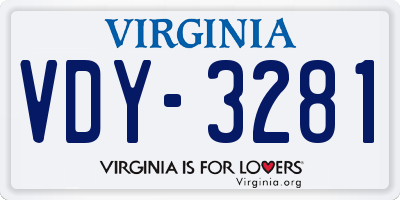 VA license plate VDY3281