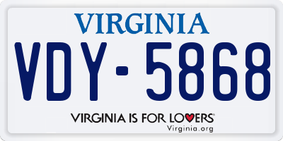 VA license plate VDY5868