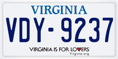 VA license plate VDY9237