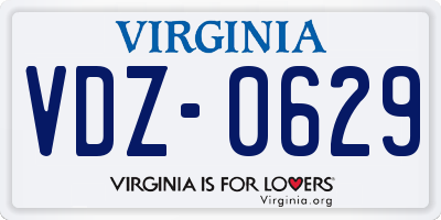 VA license plate VDZ0629