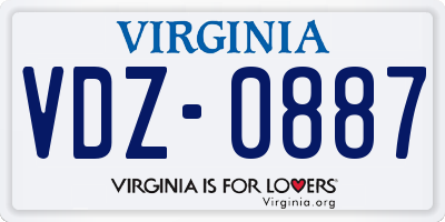 VA license plate VDZ0887