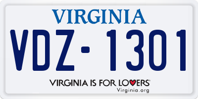 VA license plate VDZ1301