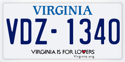 VA license plate VDZ1340