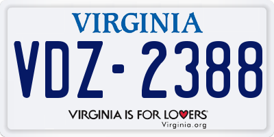 VA license plate VDZ2388