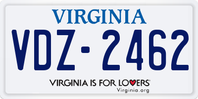 VA license plate VDZ2462