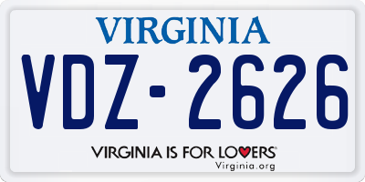 VA license plate VDZ2626