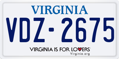 VA license plate VDZ2675