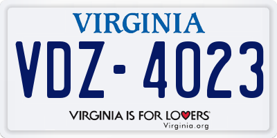 VA license plate VDZ4023