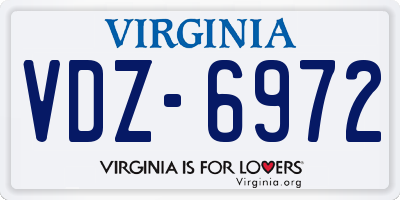 VA license plate VDZ6972