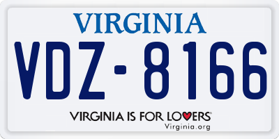 VA license plate VDZ8166