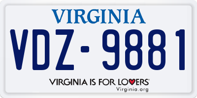 VA license plate VDZ9881