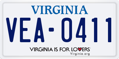 VA license plate VEA0411