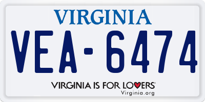 VA license plate VEA6474