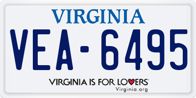 VA license plate VEA6495
