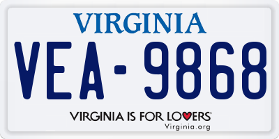 VA license plate VEA9868