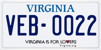 VA license plate VEB0022