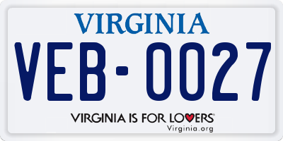 VA license plate VEB0027