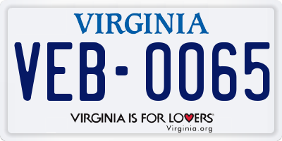 VA license plate VEB0065
