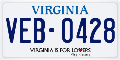 VA license plate VEB0428
