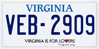 VA license plate VEB2909