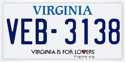 VA license plate VEB3138