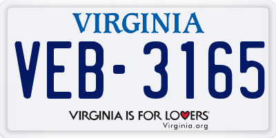 VA license plate VEB3165