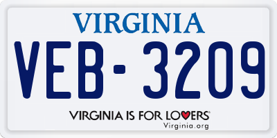VA license plate VEB3209