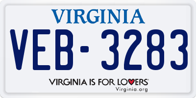 VA license plate VEB3283