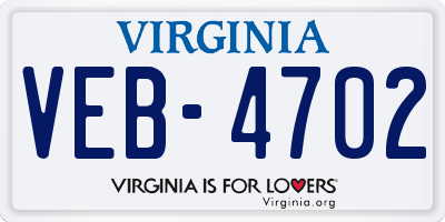 VA license plate VEB4702