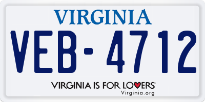 VA license plate VEB4712