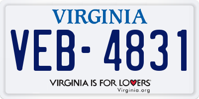 VA license plate VEB4831