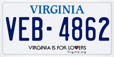 VA license plate VEB4862