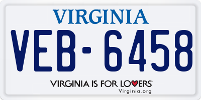 VA license plate VEB6458