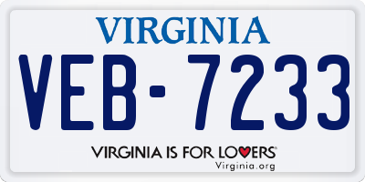 VA license plate VEB7233