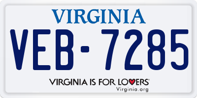 VA license plate VEB7285