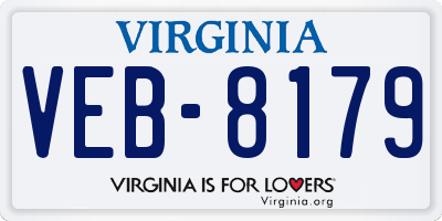 VA license plate VEB8179